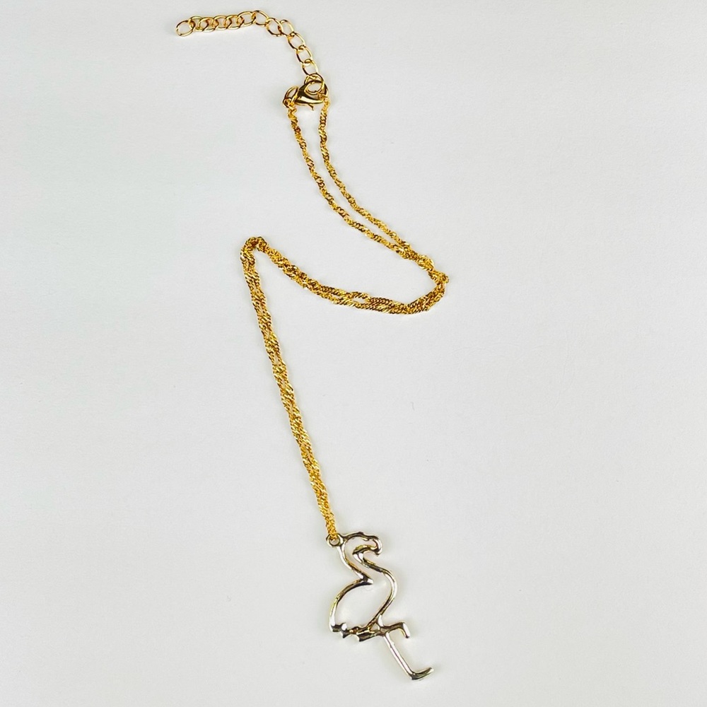 🔴🔴 NEW Pink Flamingo Rhinestone Necklace Chain Necklace Pink - Picture 8 of 13